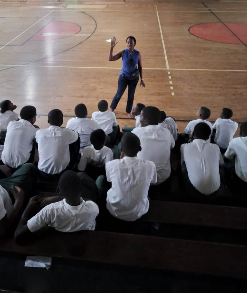 A chaplain mentoring students at a junior high school