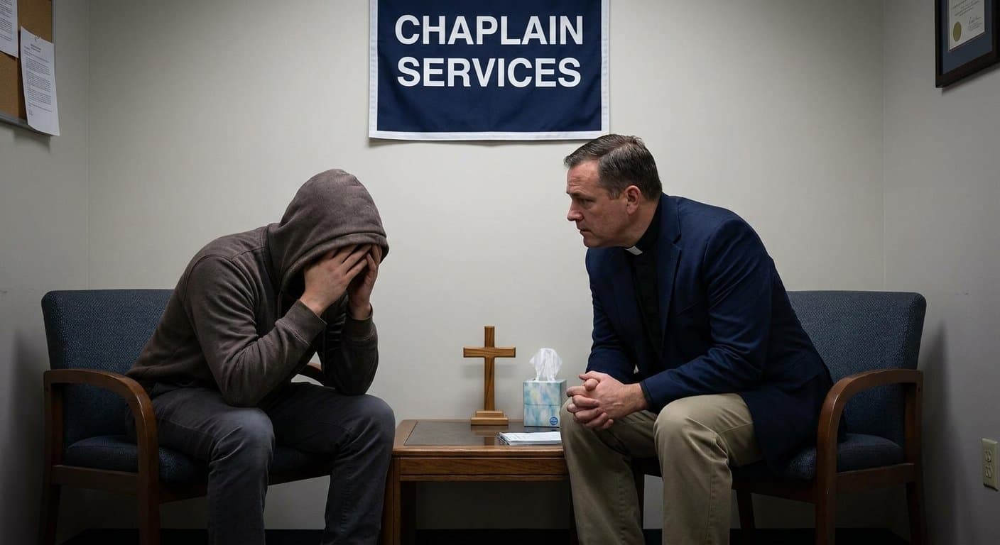 A supportive conversation in a calm setting